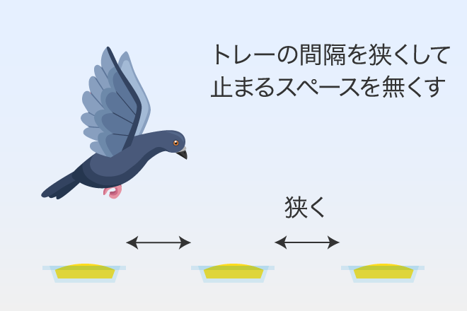 トレーの間隔を狭くして止まるスペースを無くす